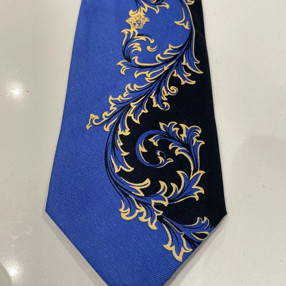 Vintage Versace blue and black tie